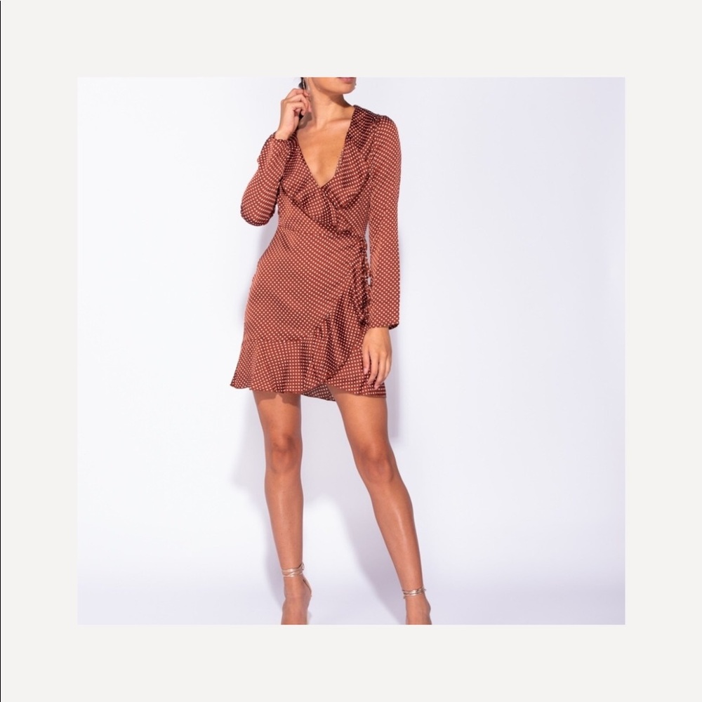 Chloe Polka Dot Satin Wrap Dress - Picture 5 of 8